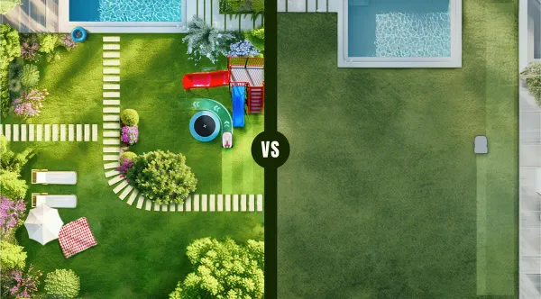 Detailní 3D mapa zahrady v aplikaci TerraMow