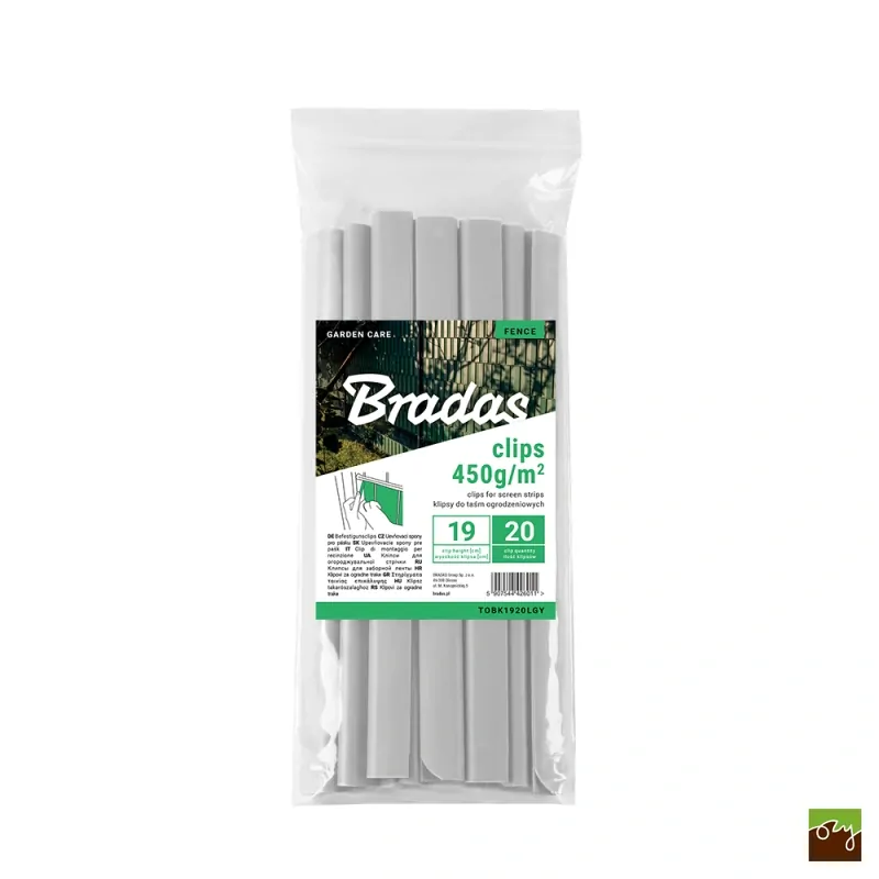 Klipy na stínící plotovou pásku 19cm světle šedá (20ks/bal.)