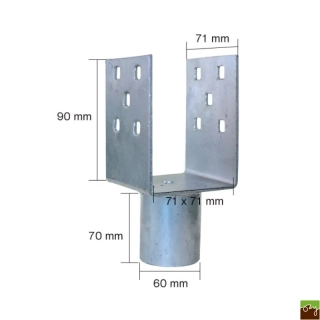 Nástavec na zemní šroub "U" 70x70x90x60mm